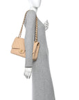 Caviar Quilted Jumbo Double Flap Beige Clair