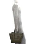 Drummed Calfskin Micro Luggage Dark Olive