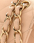 Caviar Quilted Jumbo Double Flap Beige Clair