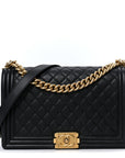 Calfskin Quilted New Medium Boy Flap Black