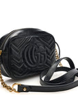 Calfskin Matelasse Mini GG Marmont Chain Shoulder Bag Black