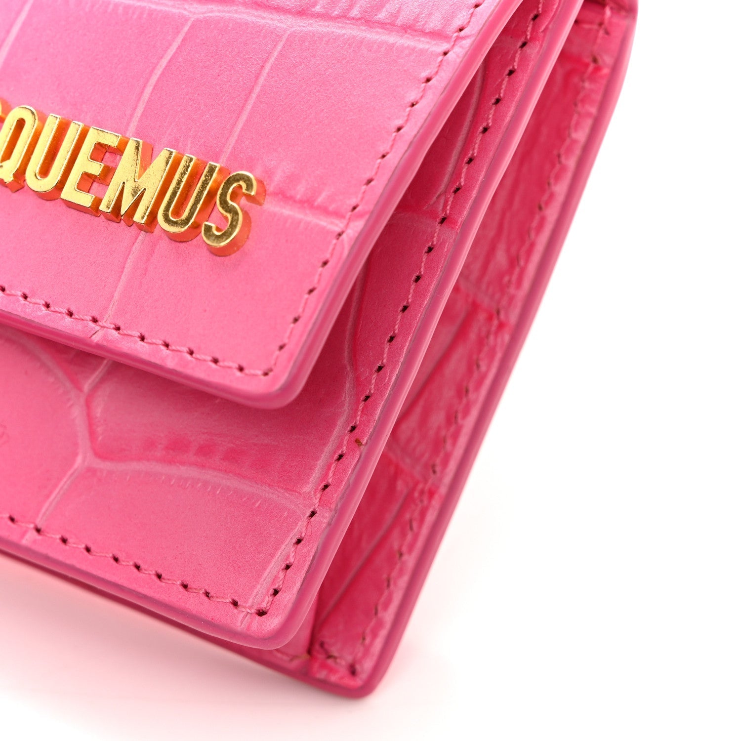 Calfskin Crocodile Embossed La Ceinture Bello Double Tour Belt Bag Pink