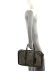 GG Supreme Monogram Medium Double Handle Briefcase Dark Brown