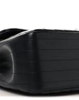 Lambskin Chevron Quilted Jumbo Double Flap Black