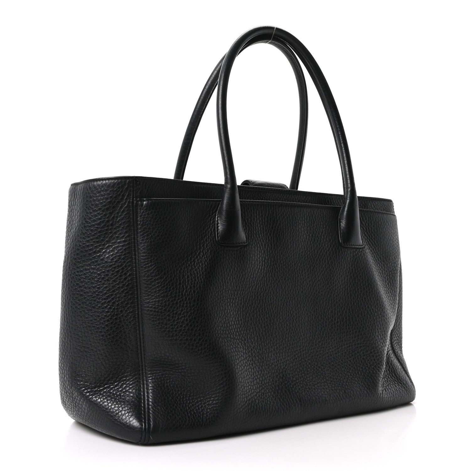 Calfskin Cerf Executive Shopper Tote Black