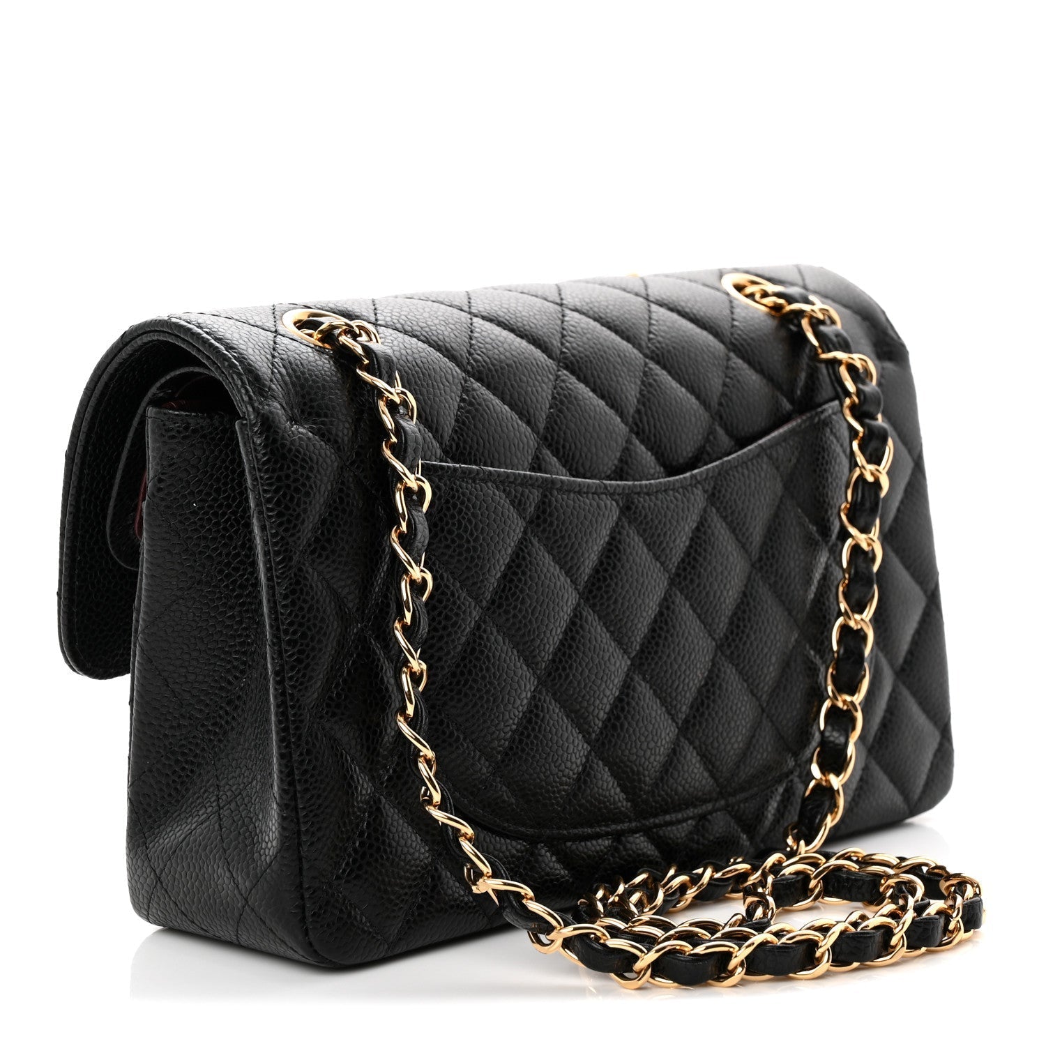 Caviar Quilted Small Double Flap Black