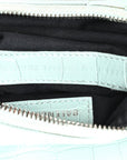 Extra Supple Calfskin Crocodile Embossed Le Cagole Shoulder Bag XS Green Acqua