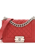Caviar Quilted Small Boy Flap Red