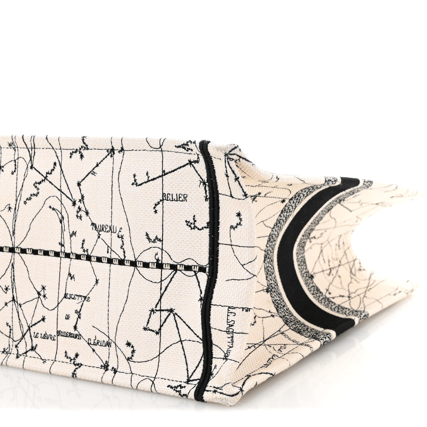 Canvas Embroidered Zodiac Book Tote Latte Multicolor