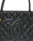 Caviar Quilted Medallion Tote Black