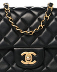 Lambskin Quilted Mini Rectangular Flap Black