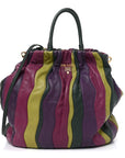 Nappa Trembled Blossoms Stripes Shoulder Bag Viola Alloro