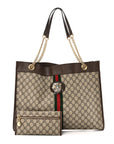 GG Supreme Monogram Large Rajah Chain Tote Beige New Acero