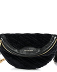 Crushed Velvet Logo Embossed XXS Souvenir Belt Bag Black
