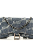 Denim BB Monogram Hourglass Chain Bag Blue