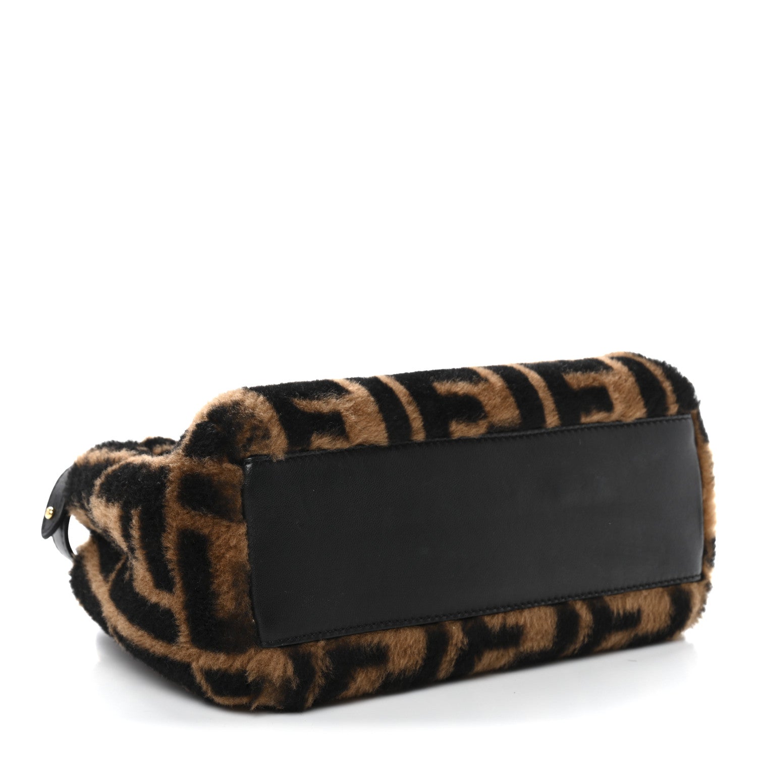 Shearling Nappa Macro FF 1974 Mini Peekaboo Iconic Satchel Tobacco Black