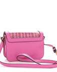 Calfskin Vinyl Small Houndstooth La Medusa Crossbody Bag  Red Fuchsia