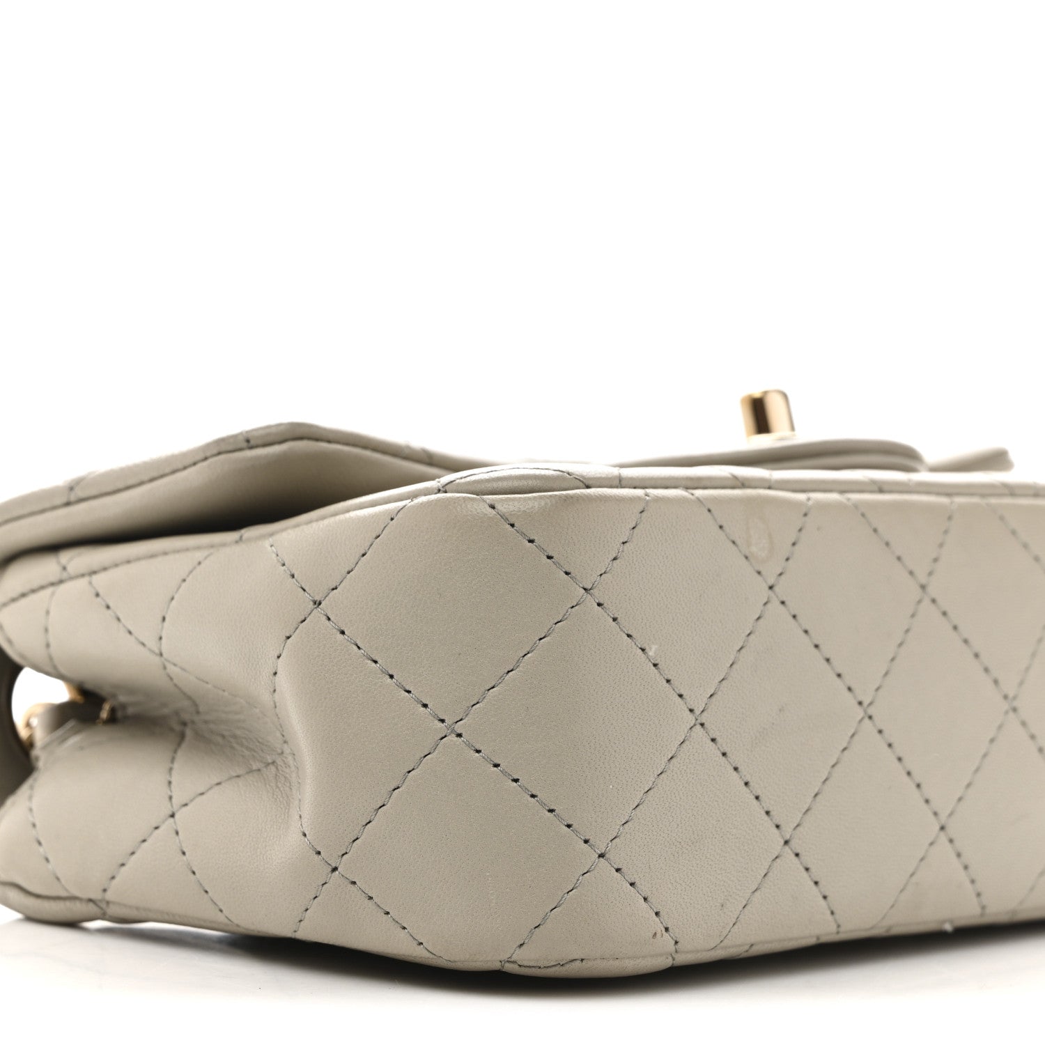 Lambskin Quilted Mini Rectangular Flap Grey