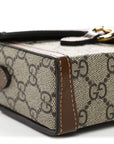 GG Supreme Monogram Mini Horsebit 1955 Shoulder Bag Beige Brown Sugar