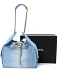 Washed Denim Quilted Medium CHNL 25 Handbag Blue
