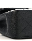 Iridescent Caviar Quilted Small Double Flap Black