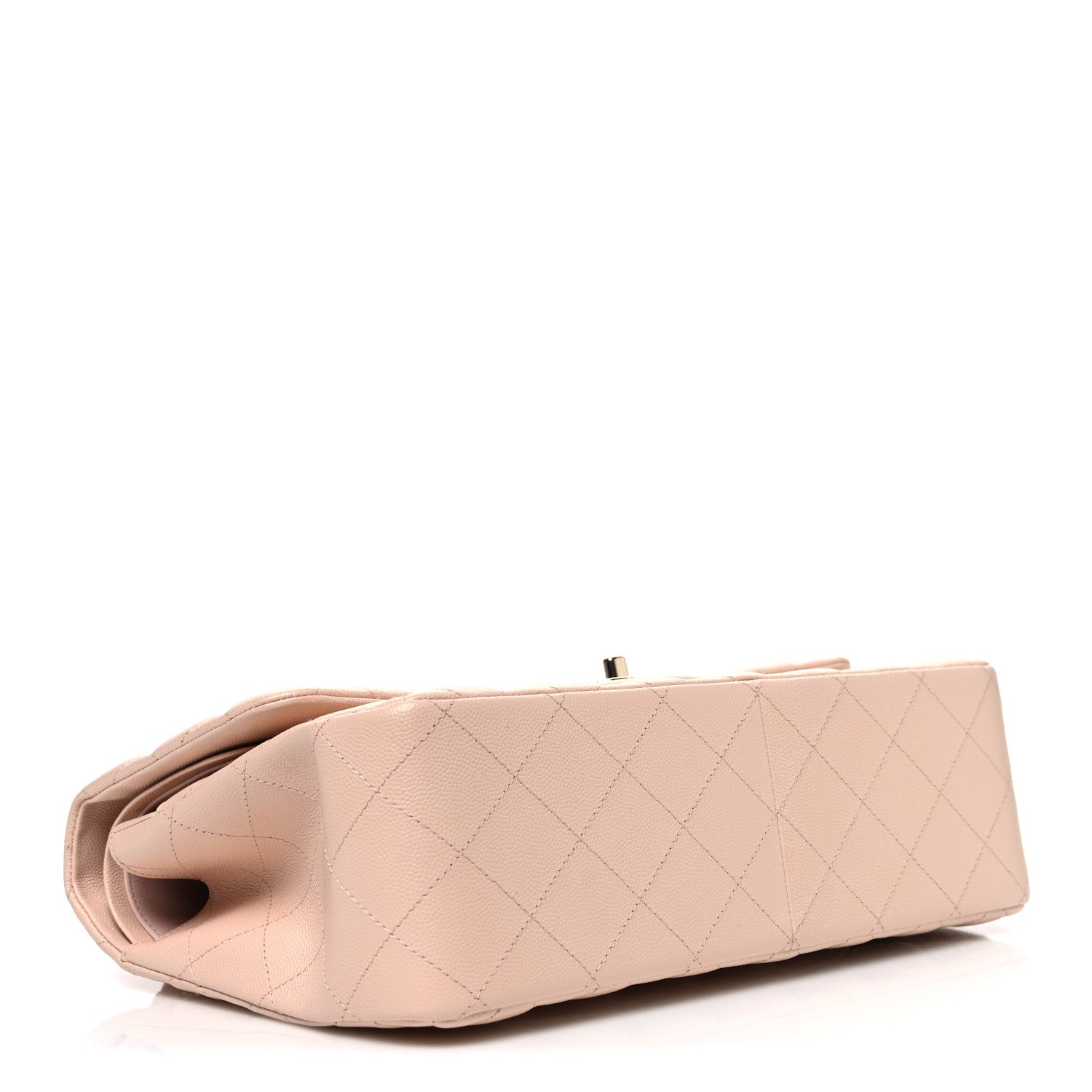 Caviar Quilted Jumbo Double Flap Light Beige