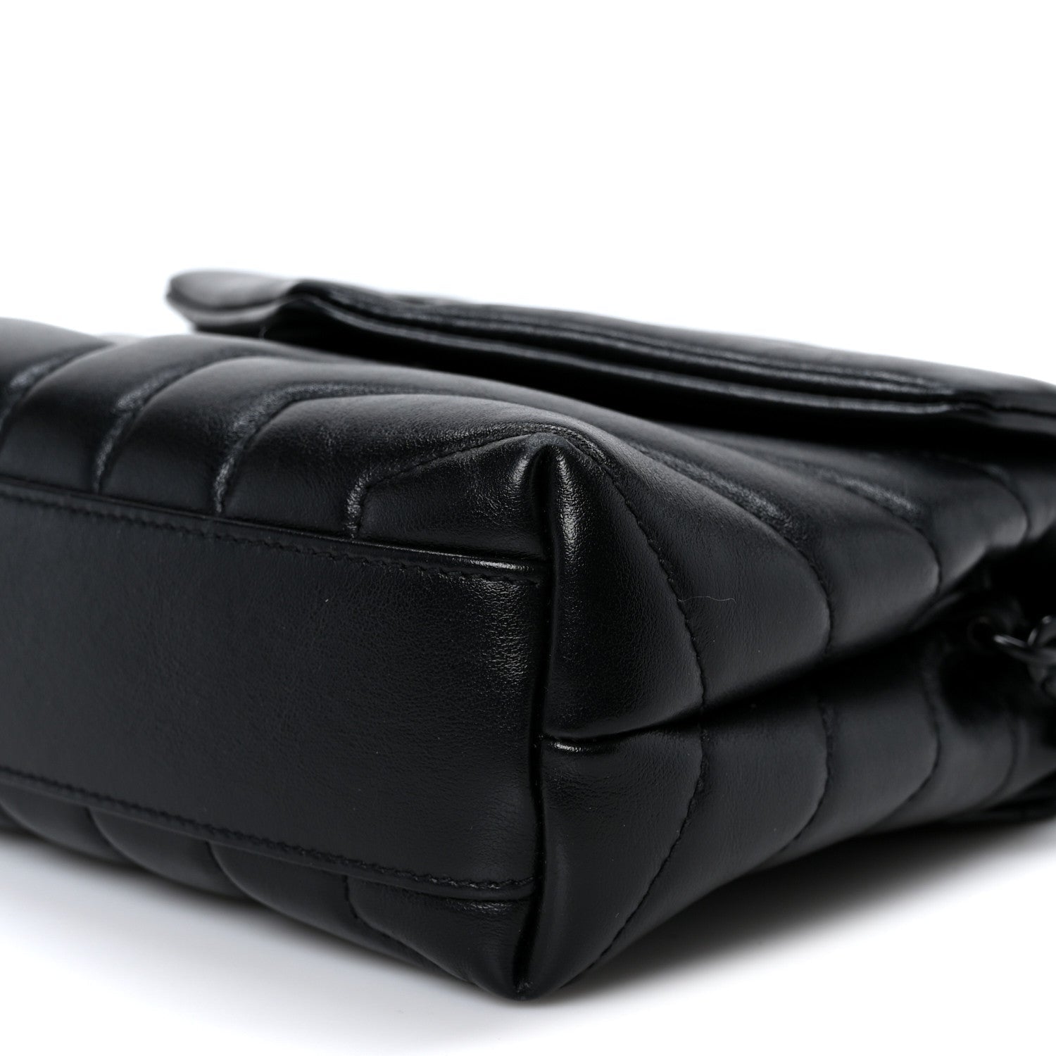 Calfskin Y Quilted Monogram Monochrome Toy Loulou Crossbody Bag Black