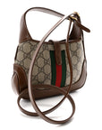 GG Supreme Monogram Azalea Calfskin Web Mini Jackie 1961 Hobo Beige Ebony Brown Sugar