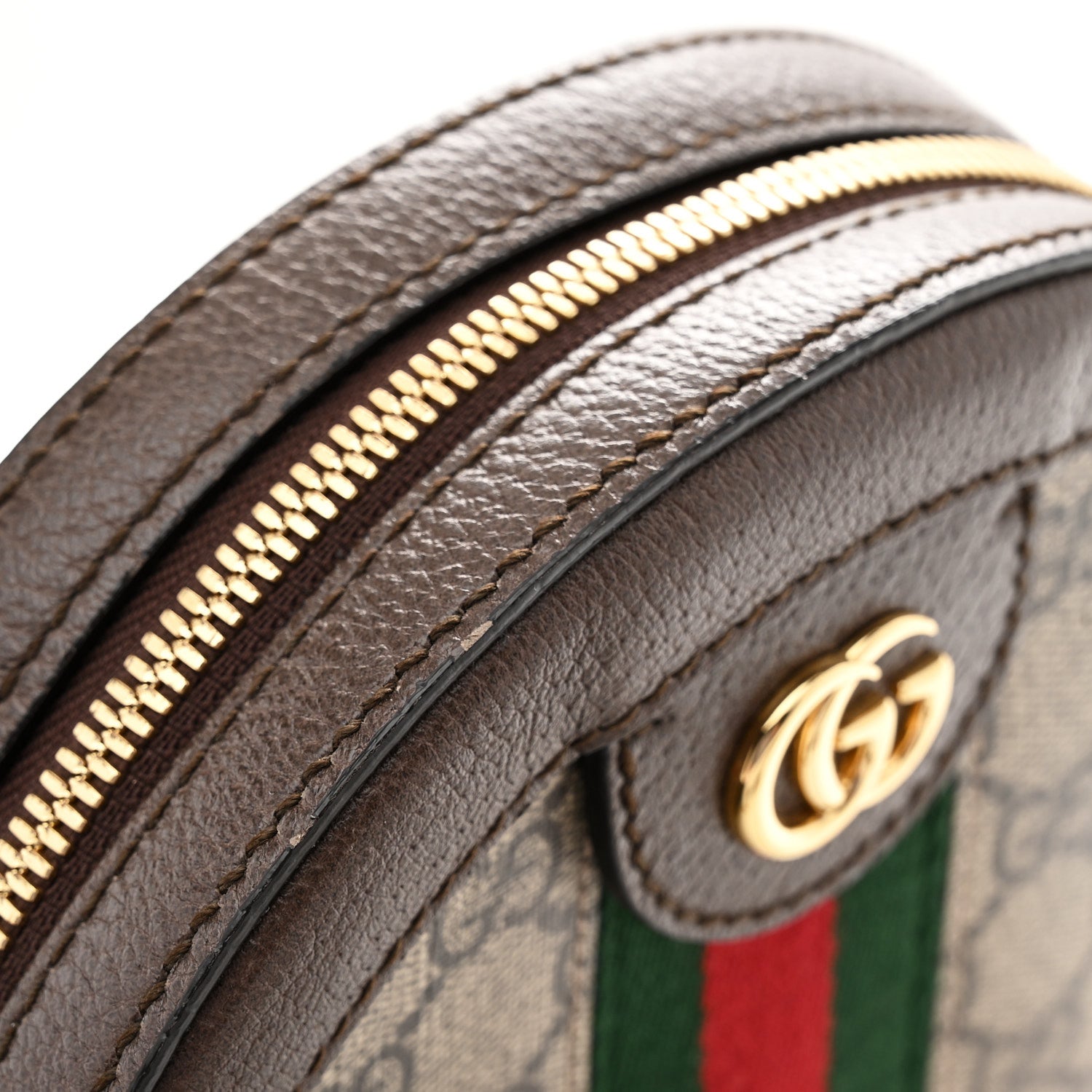GG Supreme Monogram Web Mini Ophidia Round Shoulder Bag Brown