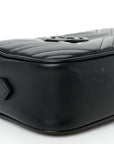 Calfskin Matelasse Monochrome Small GG Marmont Chain Shoulder Bag Black