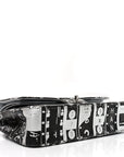 Lambskin Graffiti Printed Medium Double Flap Black Silver