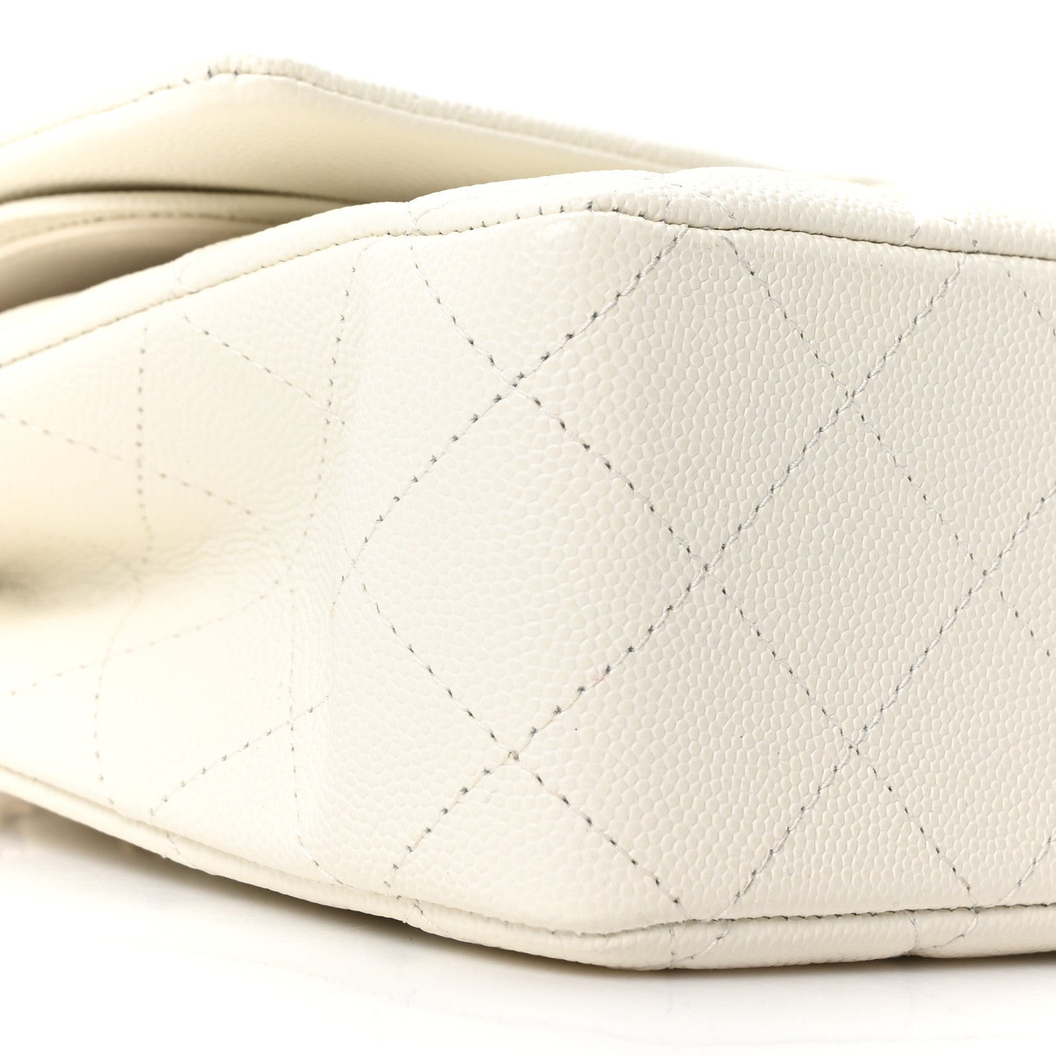 Caviar Quilted Medium Double Flap White