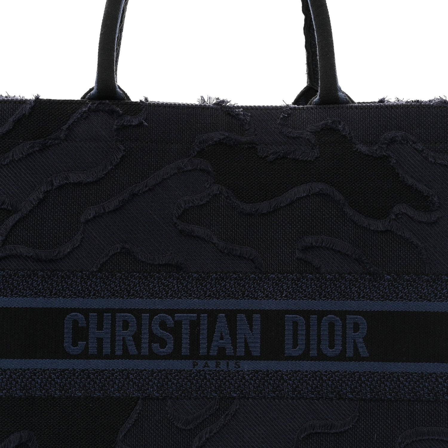 Canvas Embroidered Camouflage Book Tote Blue
