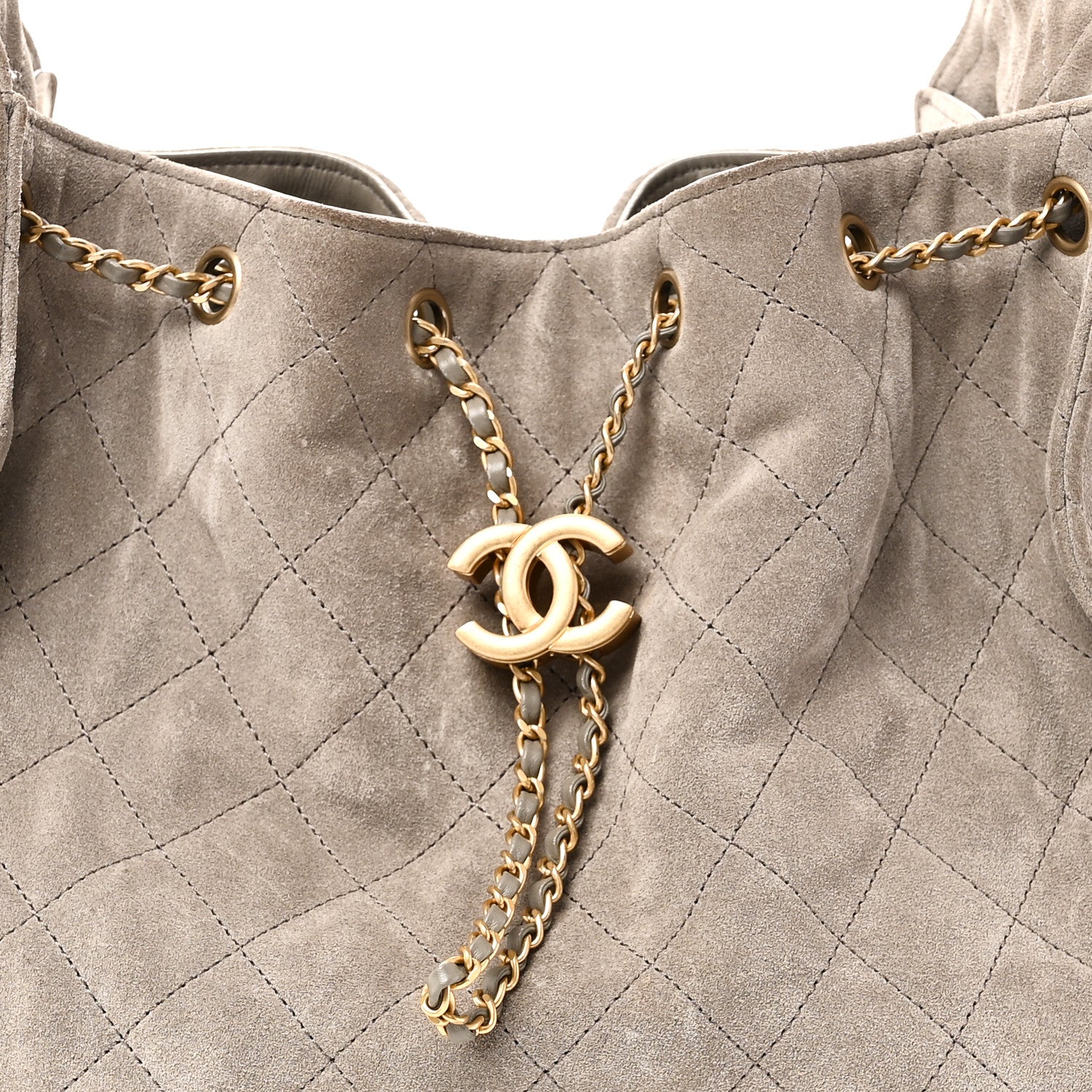 Suede Quilted Medium CHNL 25 Handbag Grey