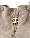 Suede Quilted Medium CHNL 25 Handbag Grey