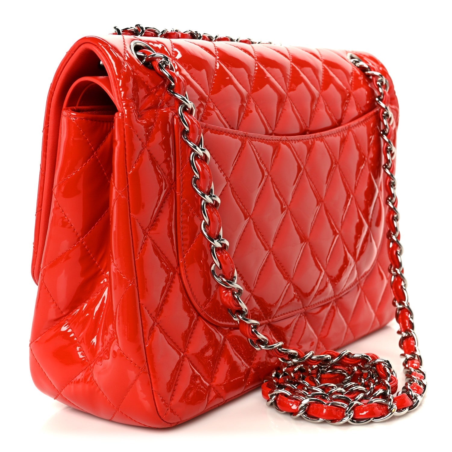 Patent Quilted Jumbo Double Flap Red