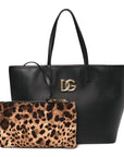DOLCE GABBANA Calfskin Medium Fefe Tote Black