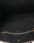 Embroidered Cotton Linen Rive Gauche Noe Tote Black Beige