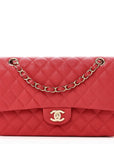 Caviar Quilted Medium Double Flap Red