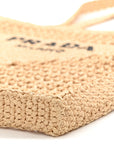 Yarn Raffia Effect Crochet Logo Embroidered Tote Bag Naturale