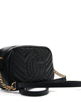 Calfskin Matelasse Small GG Marmont Chain Shoulder Bag Black