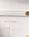 Shiny Box Calfskin Hourglass Chain Bag White