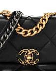 Goatskin Quilted Medium CHNL 19 Flap Black