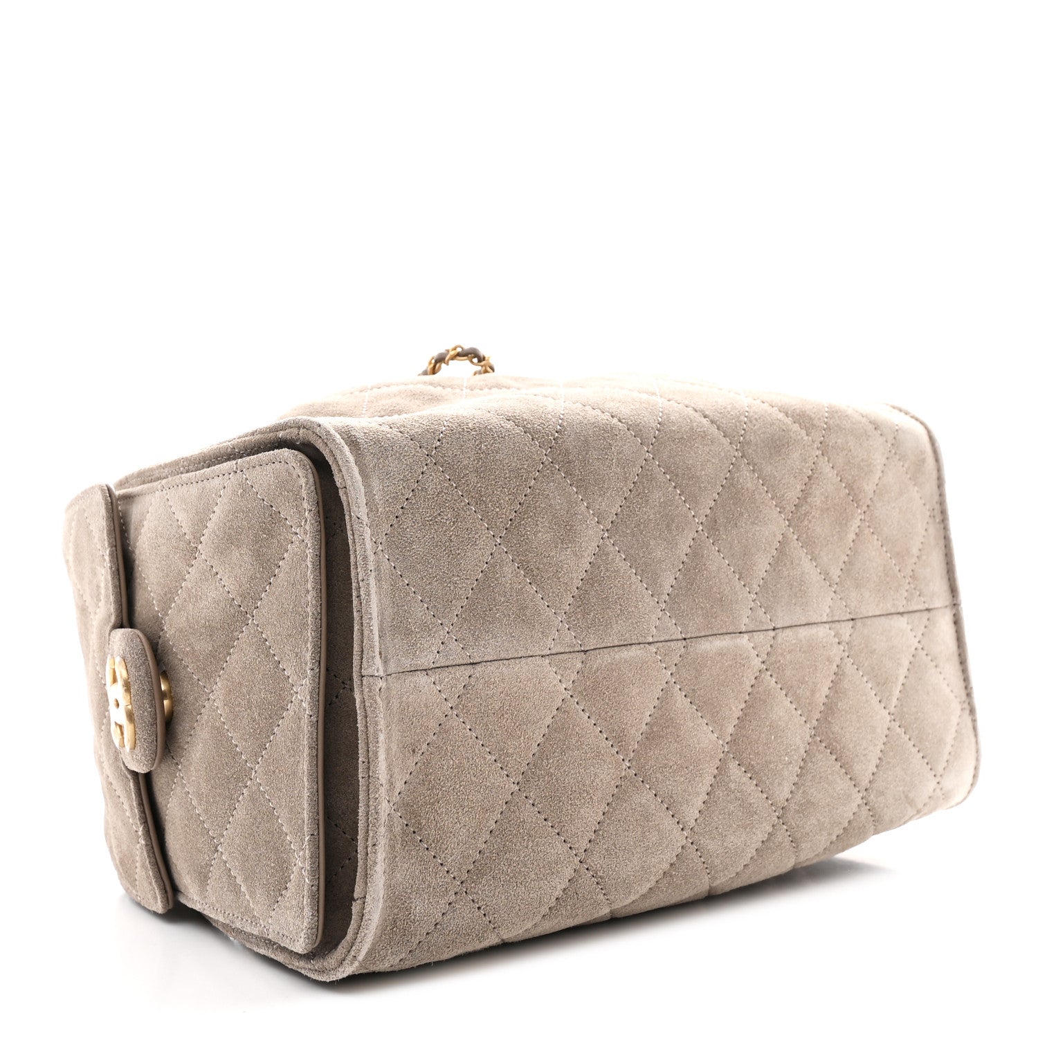 Suede Quilted Small CHNL 25 Handbag Dark Grey