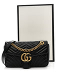 Calfskin Matelasse Small GG Marmont Shoulder Bag Black