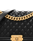 Lambskin Quilted Medium Boy Flap Black