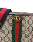 GG Supreme Monogram Textured Dollar Calfskin Web Ophidia Wristlet Shoulder Bag Beige Ebony New Acero