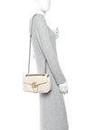 Calfskin Matelasse Small GG Marmont Shoulder Bag White