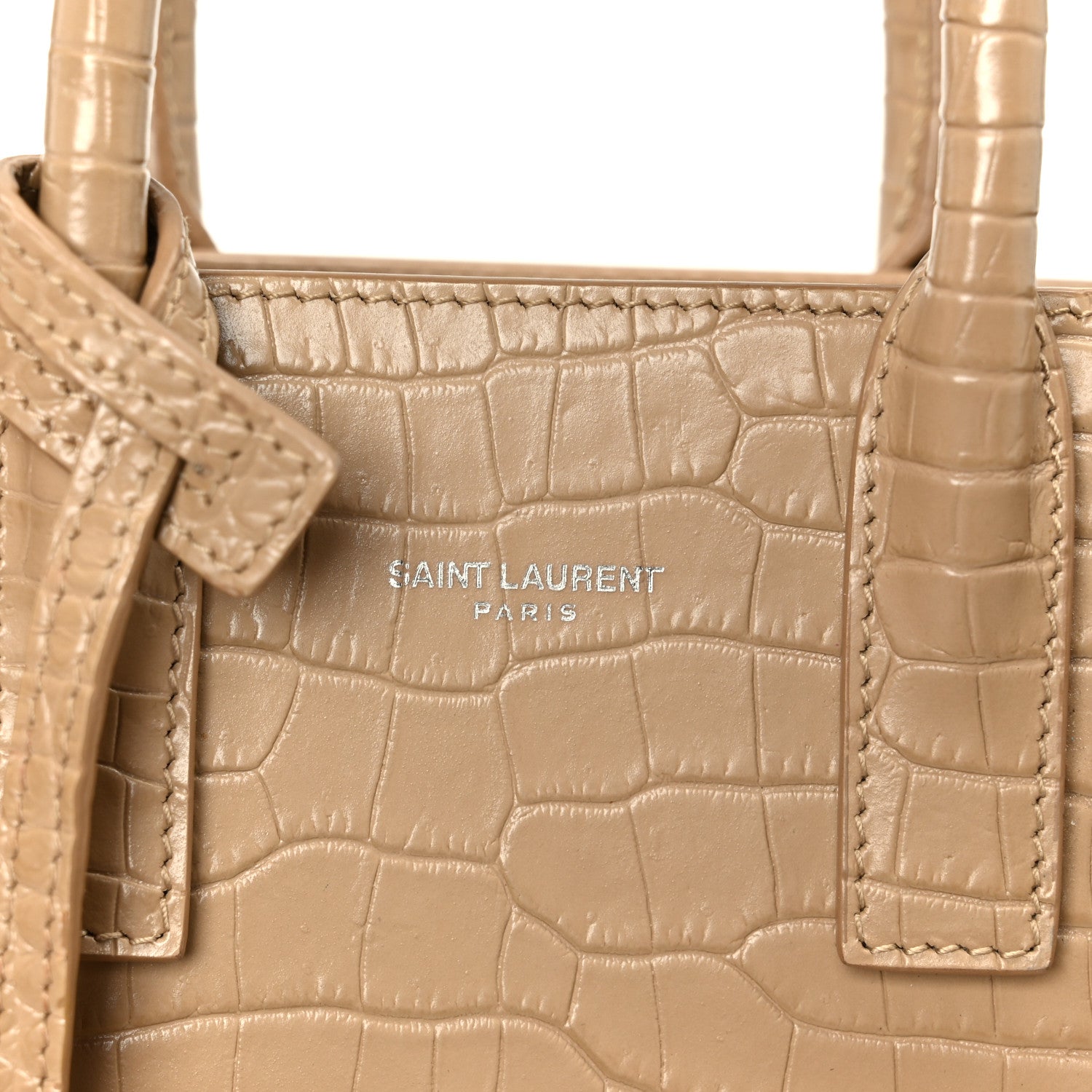Calfskin Crocodile Embossed Nano Sac De Jour Brown