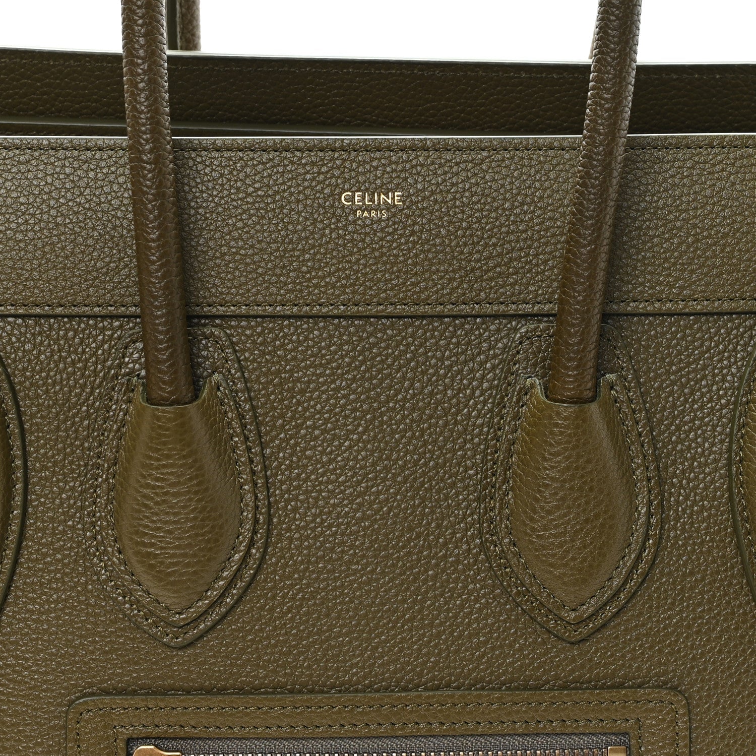 Drummed Calfskin Micro Luggage Dark Olive